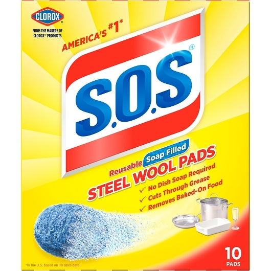 SOS STEEL WOOL SOAP PADS, 6 - 10 CNT