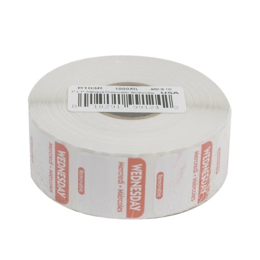 NCCO NATIONAL CHECKING 1 INCH X 1 INCH TRILINGUAL RED WEDNESDAY REMOVABLE LABEL, 1 - 1000 EA