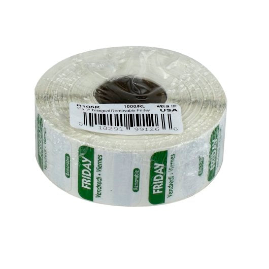 NCCO NATIONAL CHECKING 1 INCH X 1 INCH TRILINGUAL GREEN FRIDAY REMOVABLE LABEL, 1 - 1000 EA