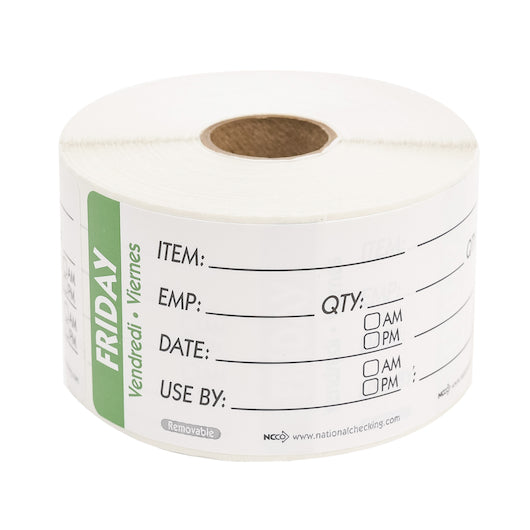 NCCO NATIONAL CHECKING 2X3 TRILINGUAL ITEM-DATE-USE BY FRIDAY GREEN, 1 - 500 EA