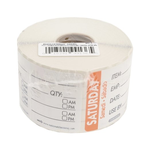 NCCO NATIONAL CHECKING 2X3 TRILINGUAL ITEM-DATE-USE BY SATURDAY ORANGE, 1 - 500 EA