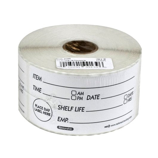 NCCO NATIONAL CHECKING 2X4 REMOVABLE SHELF LIFE LABELS, 1 - 500 EA