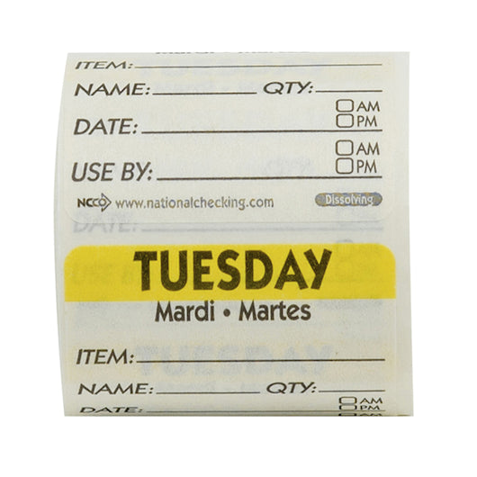 LABELS DISSOLVABLE TUESDAY 2? X 2? 1-250 EA