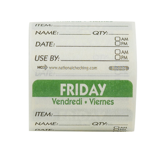 NCCO LABELS DISSOLVABLE FRIDAY 2? X 2?, 1 -  50 EA