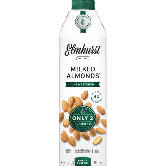 ELMHURST UNSWEETENED ALMOND MILK, 6 - 32 FO