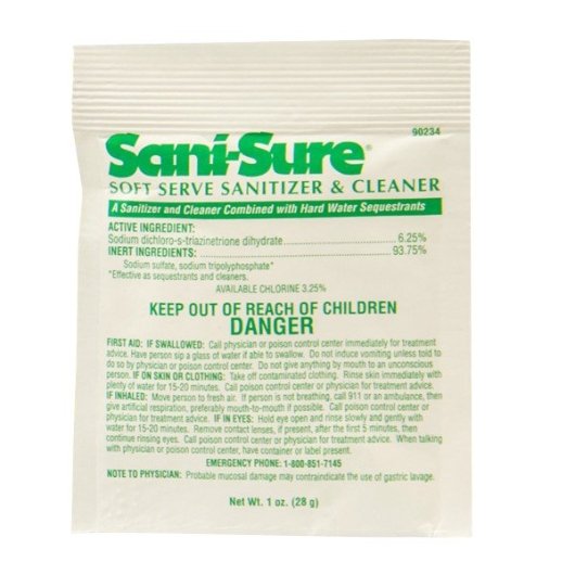 DIVERSEY SANITIZER SANI-SURE CLEAN SOFT SERVEPOUCH, 1 - 100 EA