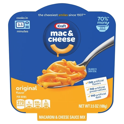 KRAFT EASY MAC ORIGINAL MACARONI & CHEESE BOWL, 6 - 3.5 OZ