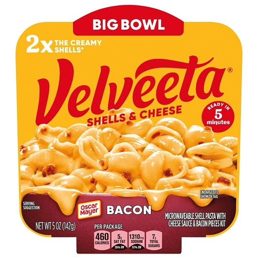 VELVEETA CONVENIENCE MEAL BACON MACARONI & CHEESE BOWL, 6 - 5 OZ
