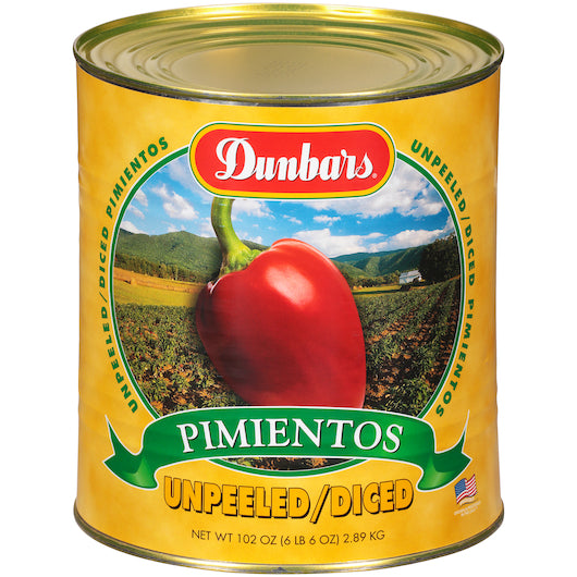 6/10 Diced Unpeeled Pimiento, Dunbar Label