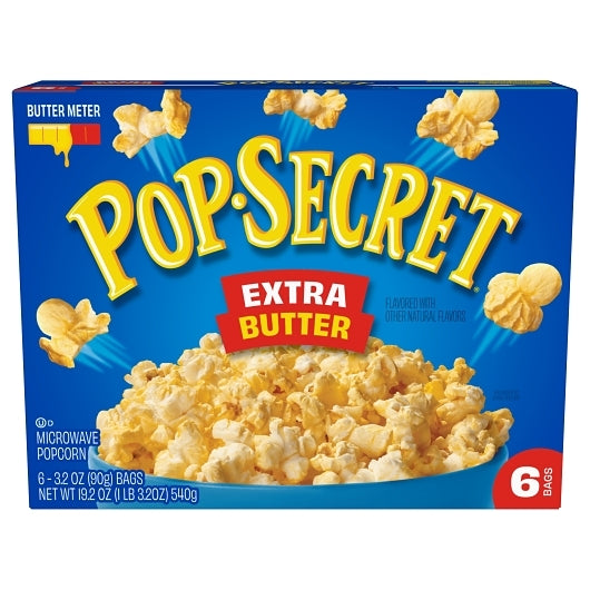 POP SECRET MICROWAVE POPCORN, EXTRA BUTTER FLAVOR, SHARING BAGS, 6 - 19.2 OZ