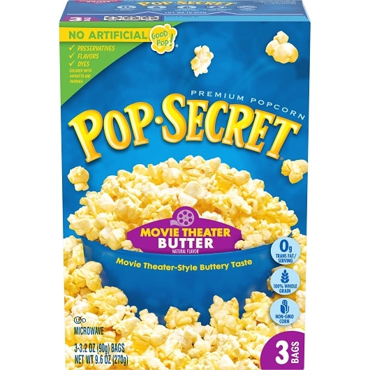 POP SECRET MOVIE THEATER BUTTER POPCORN, 6 - 9.6 OZ