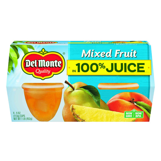 Del Monte(R) Mixed Fruit in 100% Juice Fruit Cup(R) Snacks 6/4 - 4oz. Fruit Cups