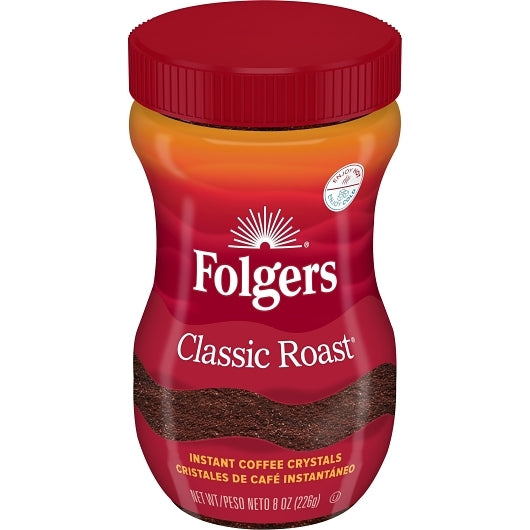 FOLGERS 8 OUNCE CAFFEINATED INSTANT 6 COUNT CASE
