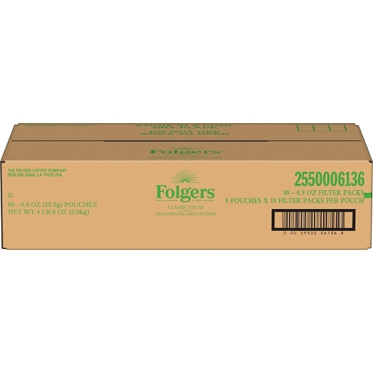 Folgers 0.9 Ounce Decaffeinated Classic Filter 80 Count