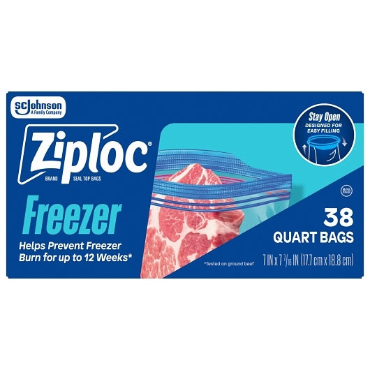 ZIPLOC VALUE PACK QUART FREEZER BAG, 9 - 38 CNT