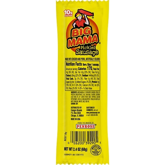 Big Mama Pickled Sausage, Pouch 2.4 oz