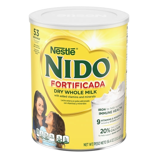 NESTLE NIDO Fortificada Dry Whole Milk, 6 - 56.3oz Canisters