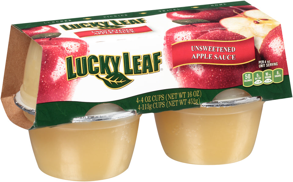 LUCKY LEAF UNSWEETENED APPLE SAUCE - 4PK