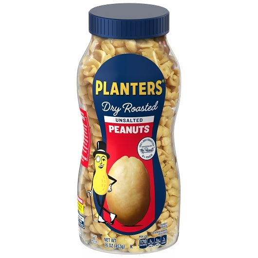 PLANTERS DRY ROASTED UNSALTED PEANUT, 12 - 16OZ