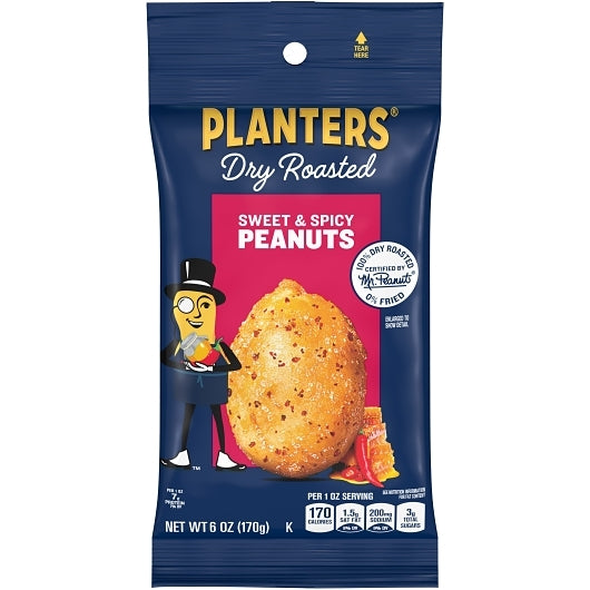 PLANTERS SWEET N SPICY DRY ROASTED PEANUTS BIG BAG, 12 - 6 OZ