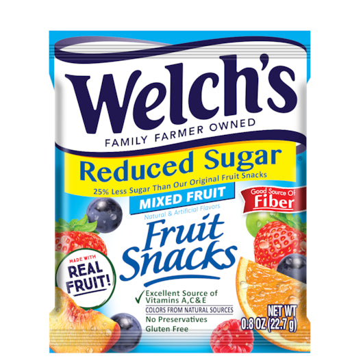 WELCH'S MIXED FRUIT REDUCED SUGAR FRUIT SNACK, 8 - 8 - 0.8 OZ