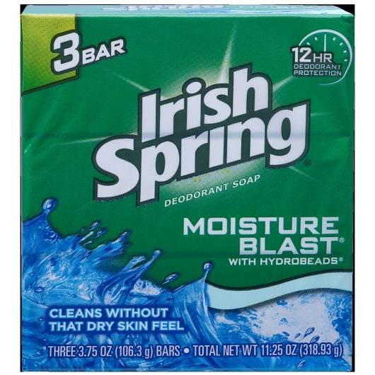 IRISH SPRING BAR SOAP MOISTURE BLAST 3 BAR, 18 - 3.7 OZ