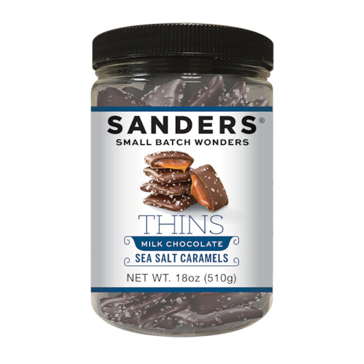 SANDERS MILK CHOCOLATE SEA SALT CARAMEL THINS, 6 - 18 OZ