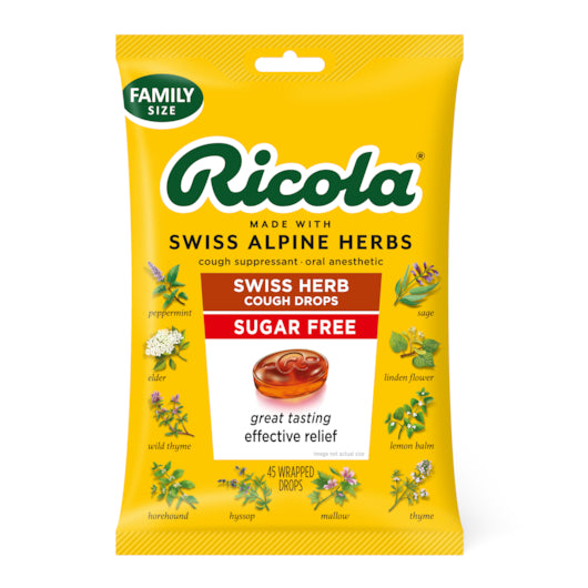 Ricola Sugar Free Swiss Herb45ct Bags 6x6