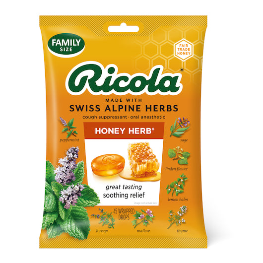 Ricola Honey-Herb 45ct Bags 6x6