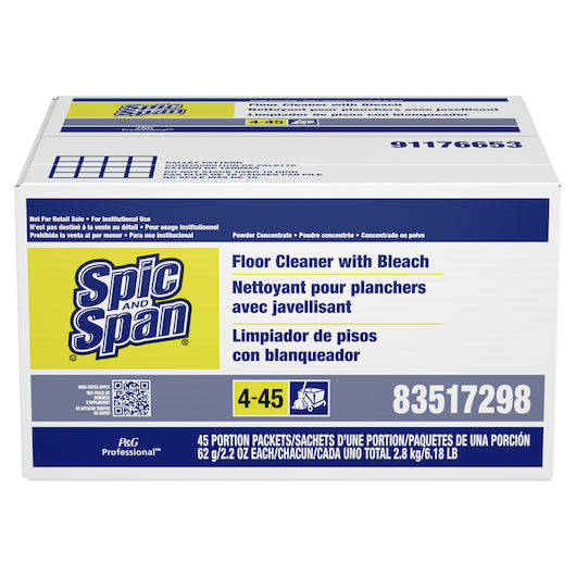 Spic and Span Professional Floor Cleaner w/Bleach Powder Packet Concentrate 4-45 45/2.2 oz