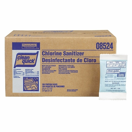Clean Quick Professional Chlorine Sanitizer Concentrate Powder Packets 1-50 100/1 oz