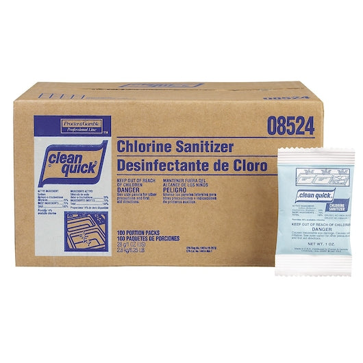 Clean Quick Chlorine Sanitizer Concentrate Powder Packets 1-50 100/1 oz
