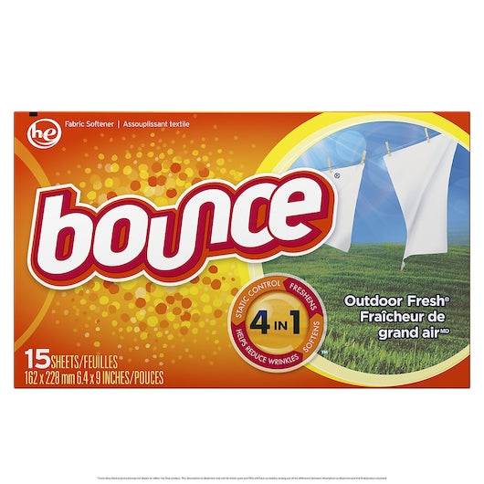 BOUNCE DRYER SHEETS OUTDOOR FRESH, 15 - 15 CNT