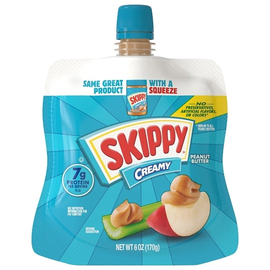 SKIPPY CREAMY PEANUT BUTTER SQUEEZE PACK, 6 -6 OZ