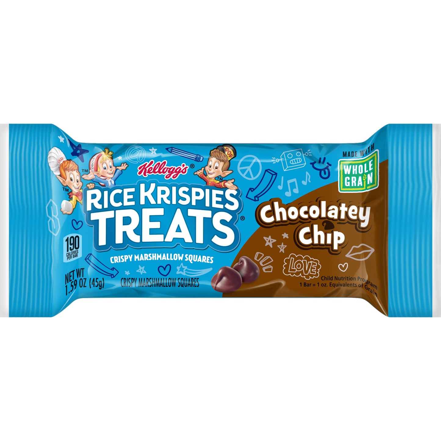 Kellogg's Rice Krispies Treats Squares Whole Grain Chocolate Chip 31.8oz 80ct