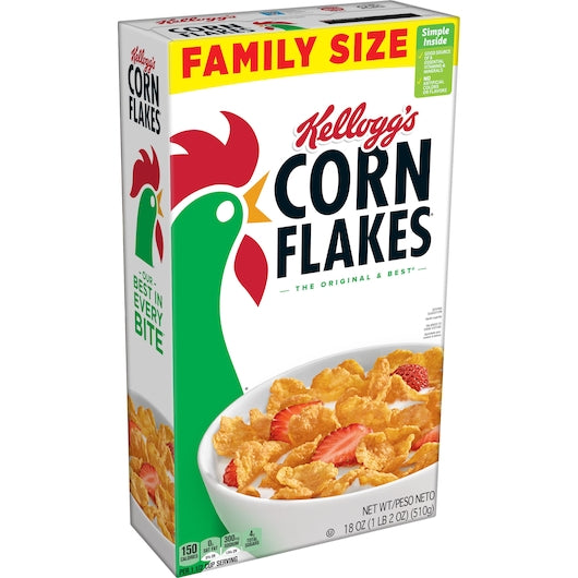 KELLOGG'S CORN FLAKES CEREAL, 6 - 18 OZ
