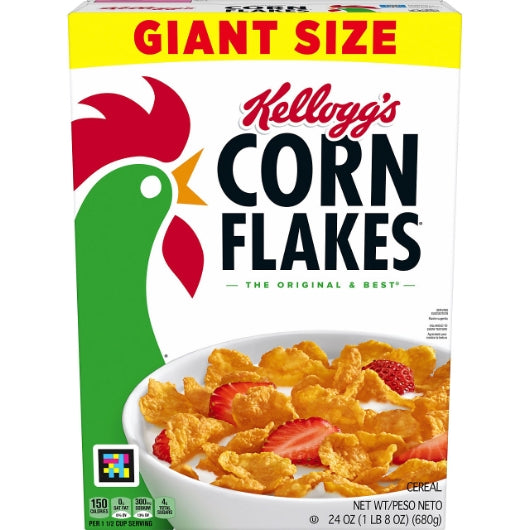 KELLOGG'S CORN FLAKES CEREAL GIANT SIZE BOX, 8 - 24 OZ
