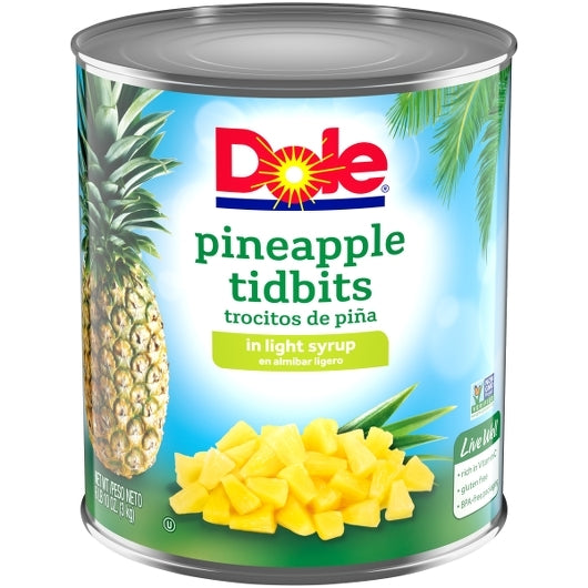 DOLE CHOICE PINEAPPLE TIDBITS IN LIGHT SYRUP,6 - 106 OZ