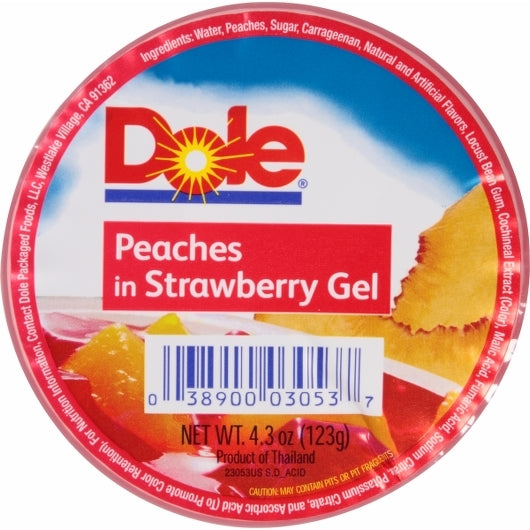 DOLE PEACH IN STRAWBERRY GEL, 36 - 4.3 OZ