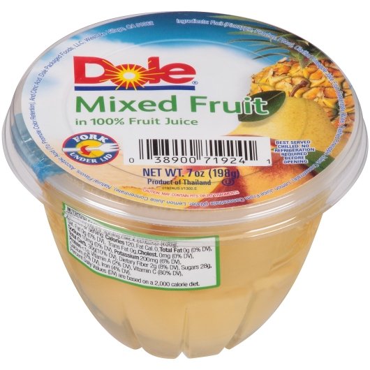 DOLE MIXED FRUIT IN 100% JUICE, 12 - 7 OZ