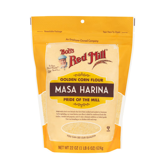 Bob's Red Mill Golden Corn Flour Masa Harina,one case of four 22oz pouches.