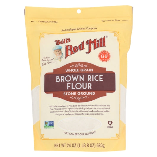 Bob's Red Mill Brown Rice Flour, one case of four 24oz pouches.