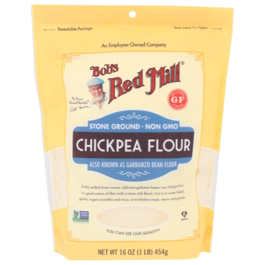 Bob's Red Mill Chickpea Flour, one case of four 16 oz. resealable pouches.
