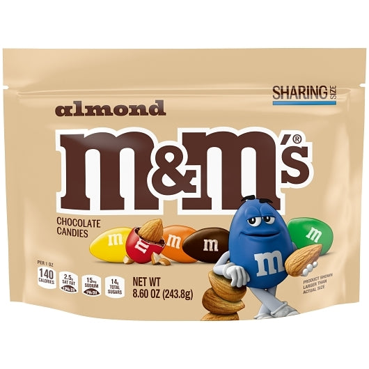 M&M'S ALMOND STAND UP POUCH 8.6 OUNCES PER BAG 8 BAGS PER CASE