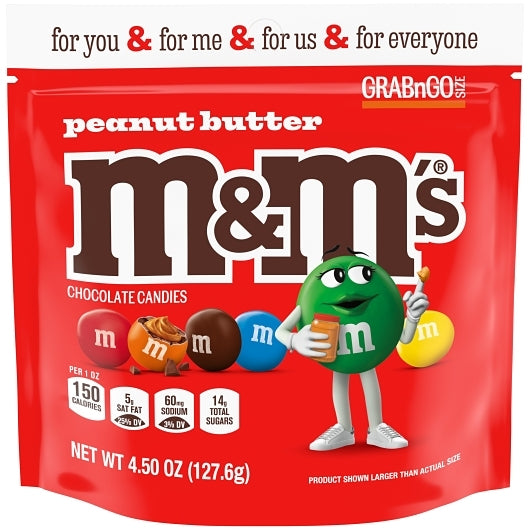 M&M'S PEANUT BUTTER STAND UP POUCH 4.5 OUNCESPER BAG 8 PER CASE