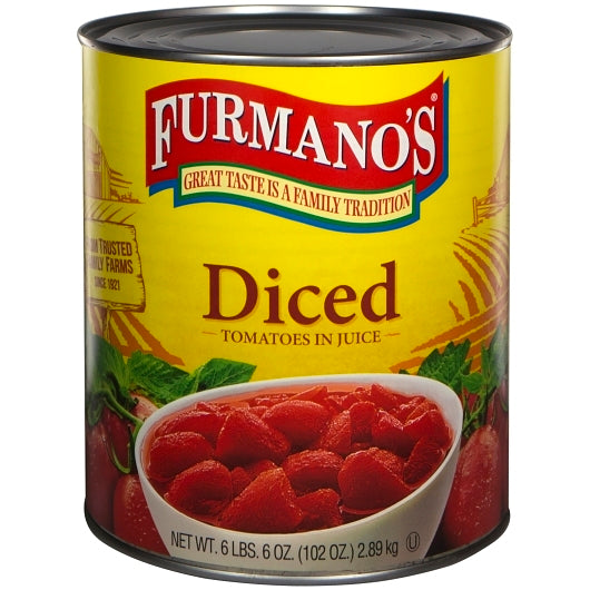 FURMANOS DICED & PEELED TOMATOES, 6 - 102 OZ