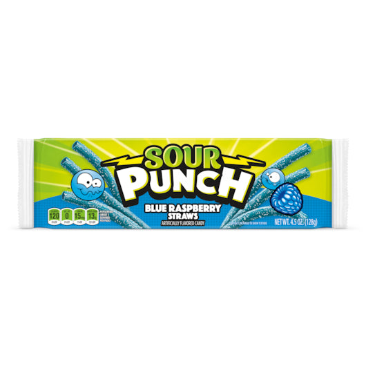 Sour Punch Straws Blue Raspberry Case/Tray 24/4.5oz
