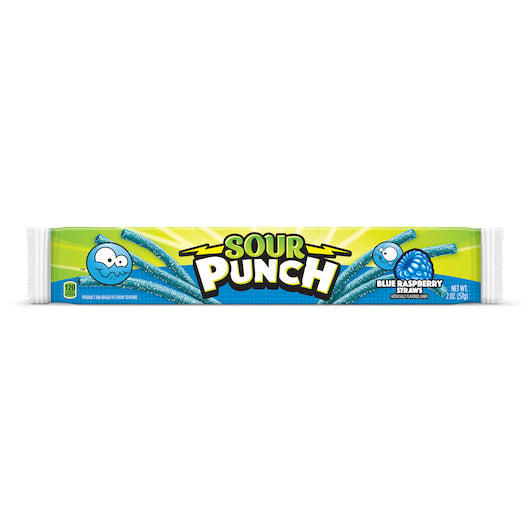Sour Punch Straws Blue Raspberry Case/Caddy/Tray 12/24/2oz