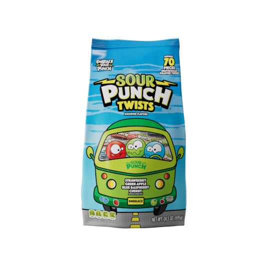 Sour Punch Twists IW 4 Flavors Blue Raspberr y, Strawberry, Cherry, Green Apple Case/Bag 6/24.5oz