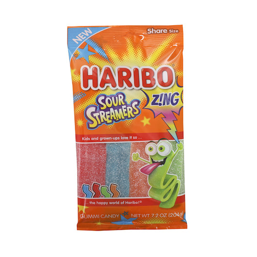 HARIBO Z!NG Sour Streamers Gummy Candy Share Size Bag